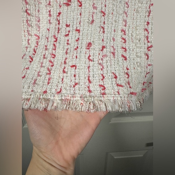 Nic + Zoe Woven Short Blazer Cream and Pink Textured Womens Size Petite Medium - Picture 8 of 9